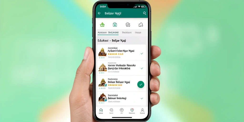 Tampilan antarmuka aplikasi Belajar Ngaji yang menarik dan interaktif.