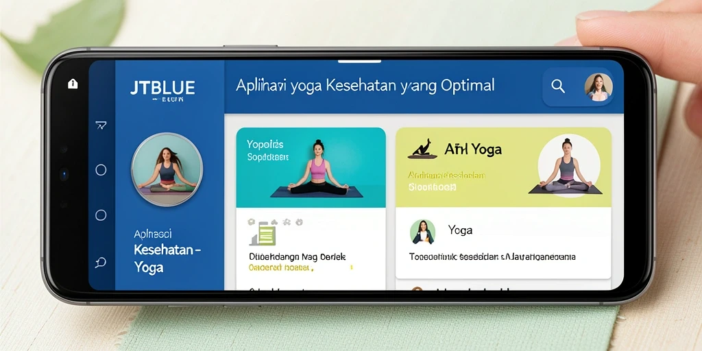 Tampilan antarmuka aplikasi JTBLUE dengan fungsi Yoga interaktif.