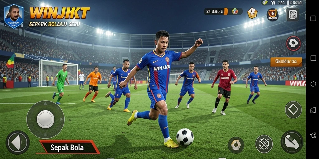 Tampilan antarmuka game Sepak Bola yang menarik dan interaktif.